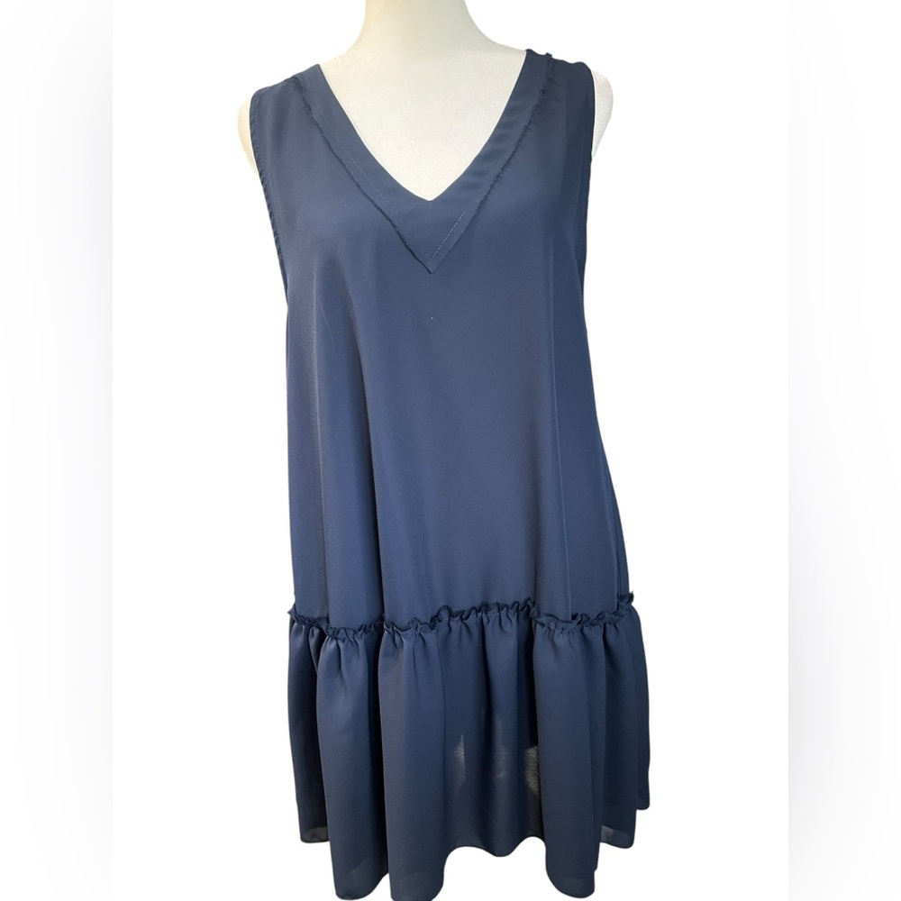 Aerie Navy Blue Sleeveless Swing Ruffle Dress - Medium - Picture 2 of 7